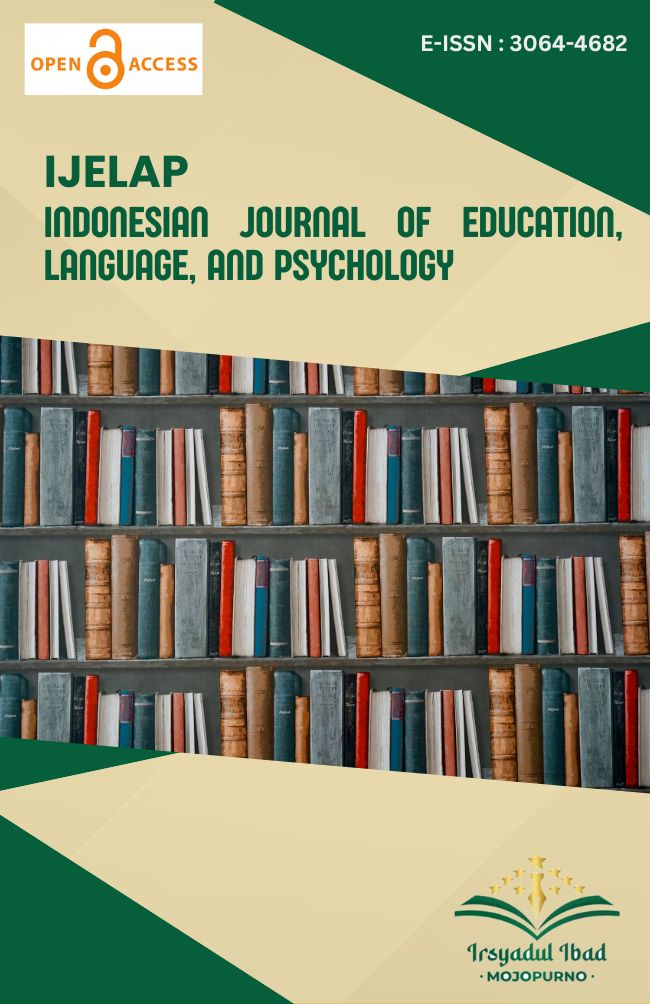 					View Vol. 1 No. 1 (2024): Ijelap: Indonesian Journal of Education, Language, and Psychology
				